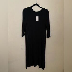 NWT J. Jill Classic Black Long Sleeve Sheer Blouse with Side Slit size Medium